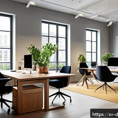 효율적인 커뮤니케이션을 위한 툴 추천 - A modern Scandinavian office environment showing a diverse team of professionals collaborating seaml...